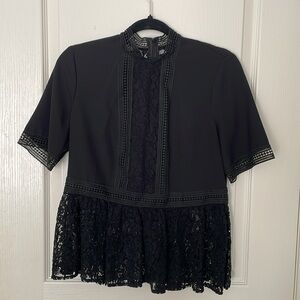Zara Lace Inset and Lace Peplum Top